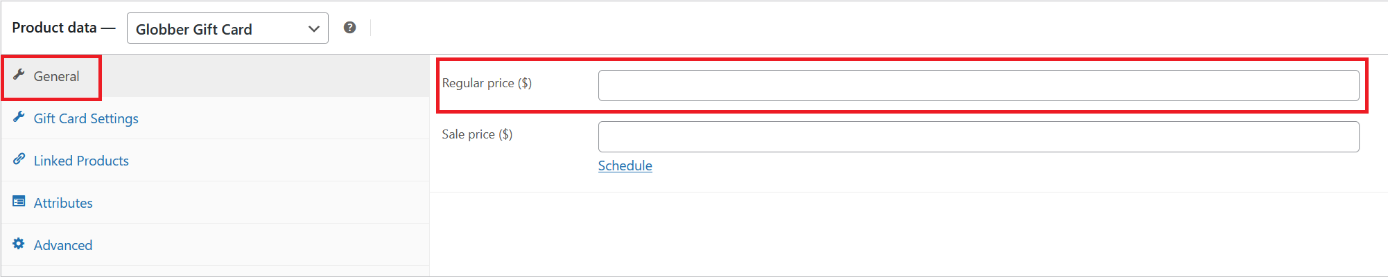Globber Gift Card General Settings