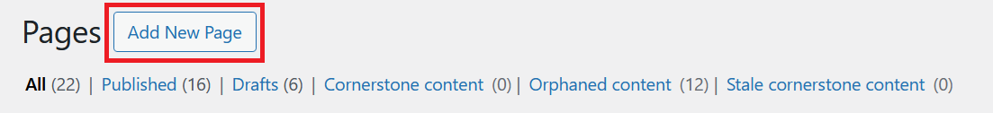 Add New Page Button