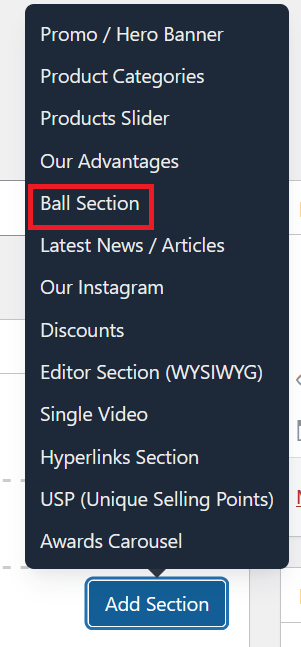 Select Ball Section