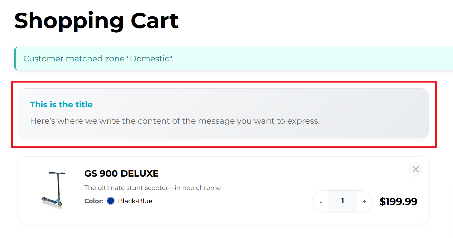 Cart Message Preview