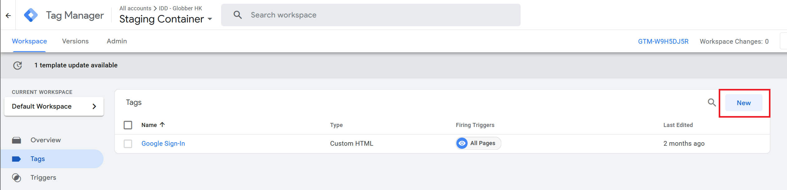 Click New Tags
