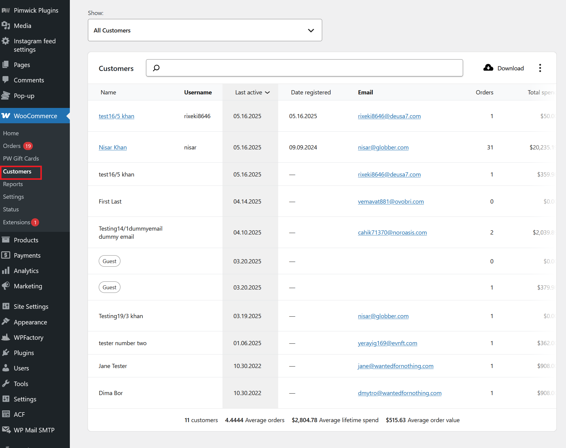 Customers Overview