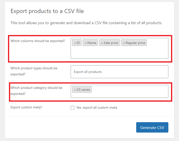 Export Columns