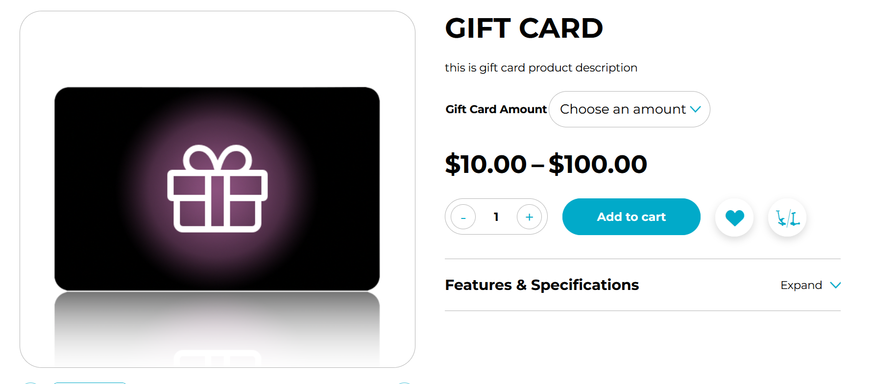 Gift Card Product Page