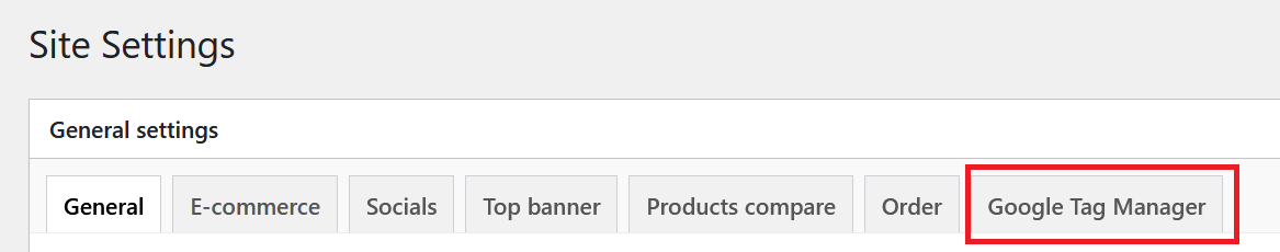 GTM Tab Settings