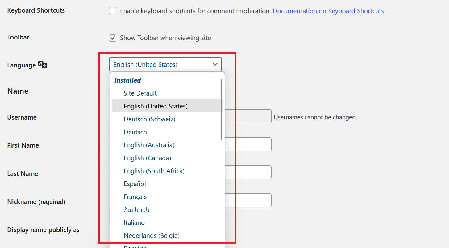 Language Select