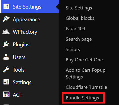 Navigate Bundle Settings