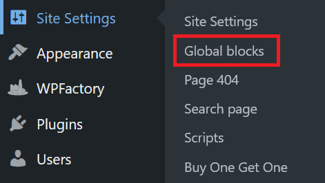 Navigate Global Blocks