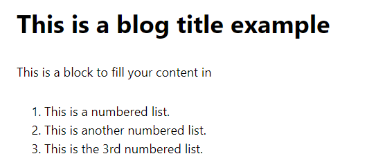Numbered Lists