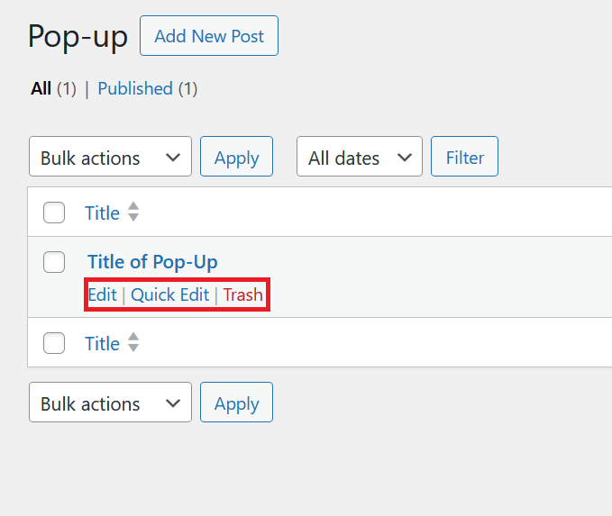 Pop-Up Overview Options