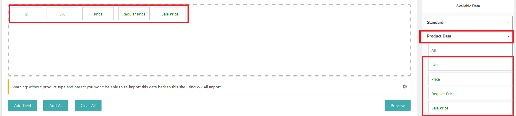 SelectProductDataField
