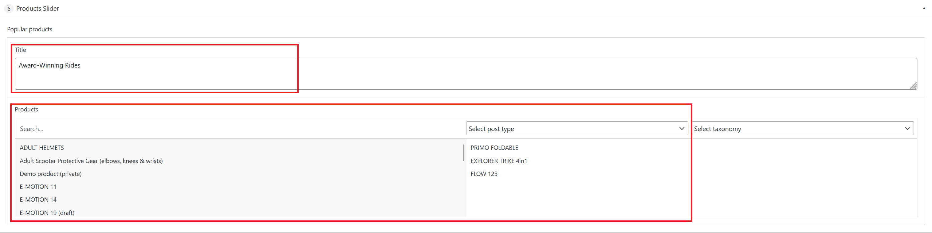 Product Slider Edit