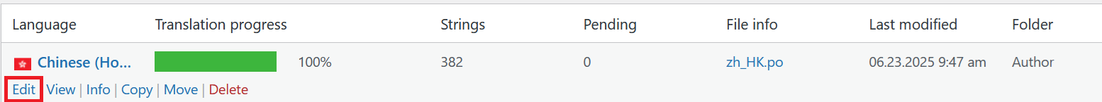 Select Language for Editing