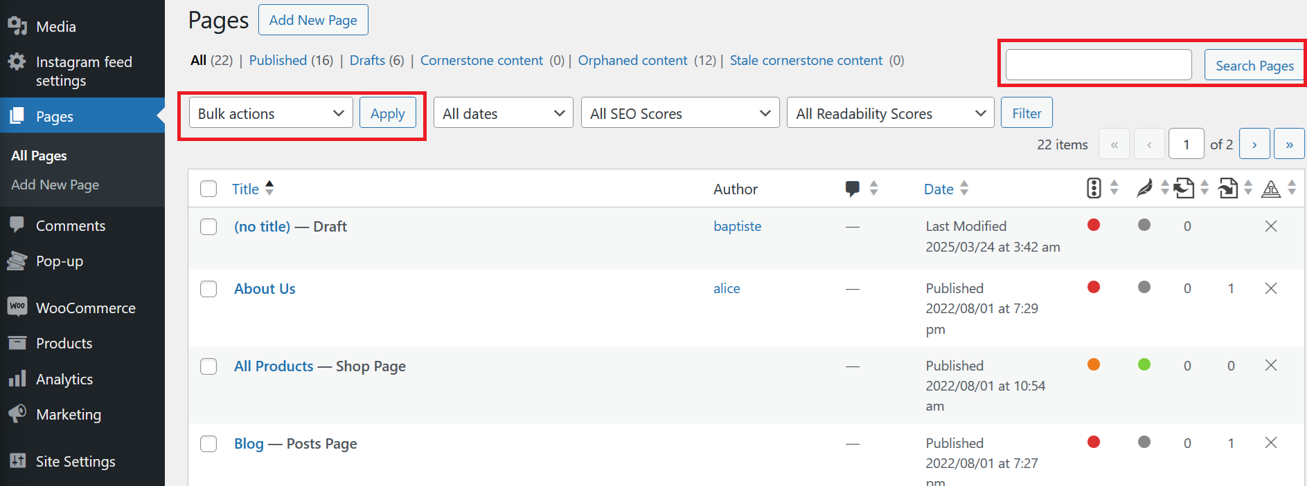 Search Bulk Actions