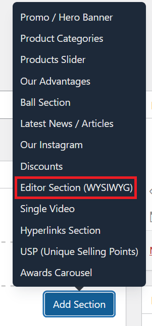 Select Editor Section