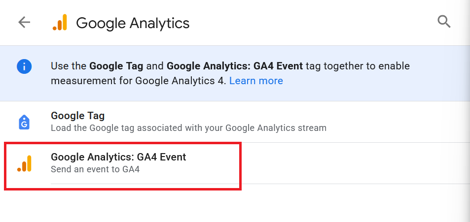 Select GA4 Event