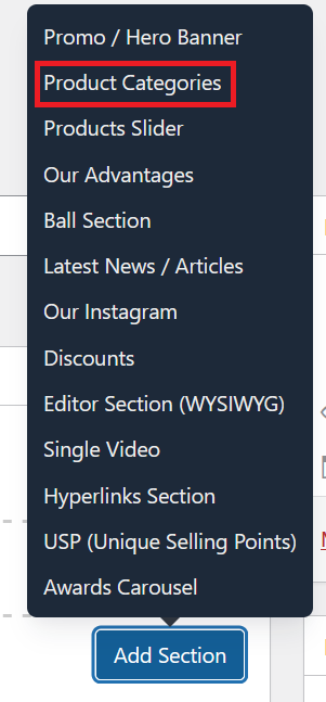 Select Product Categories