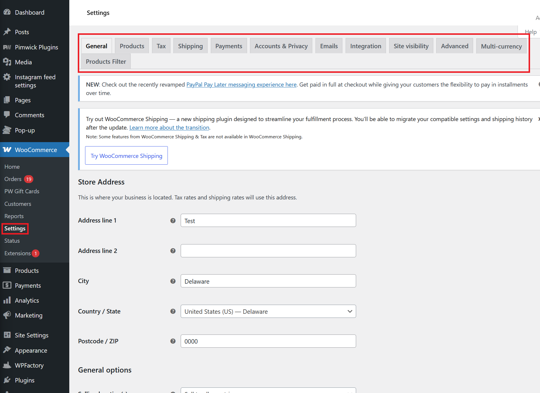 WooCommerce Settings Overview