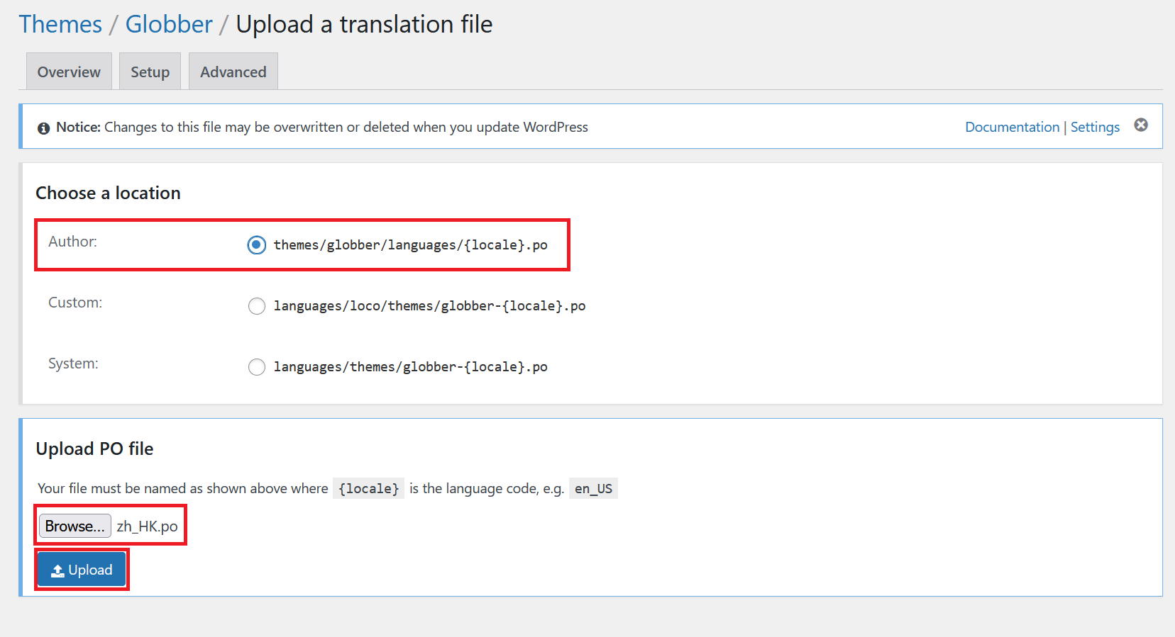 Uploading PO file